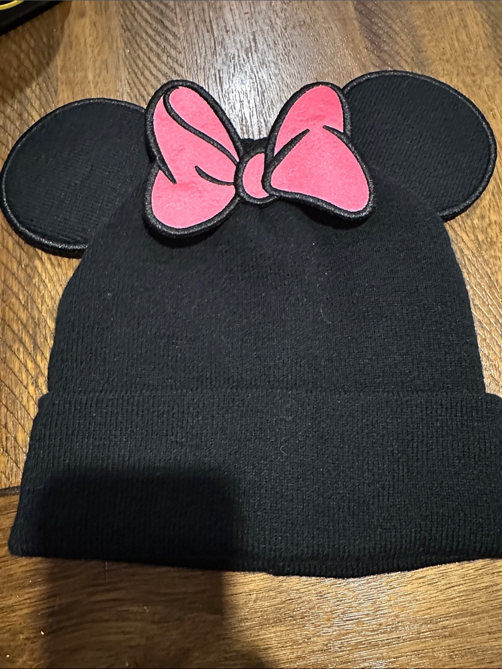 Disney Black Beanie Hat with Pink Bow and Ears